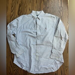 Ralph Lauren Blue Striped Casual Button Down Shirt